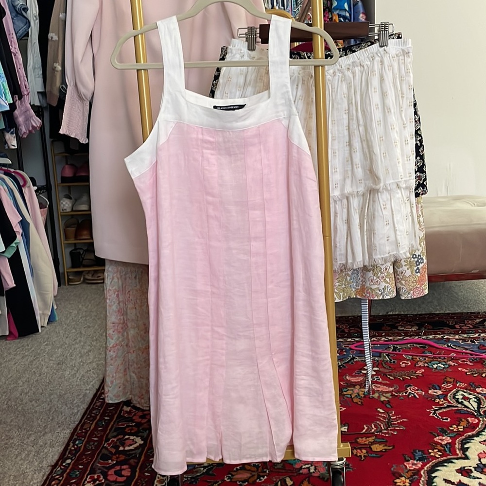Island Company Linen Pink and White Dress Large